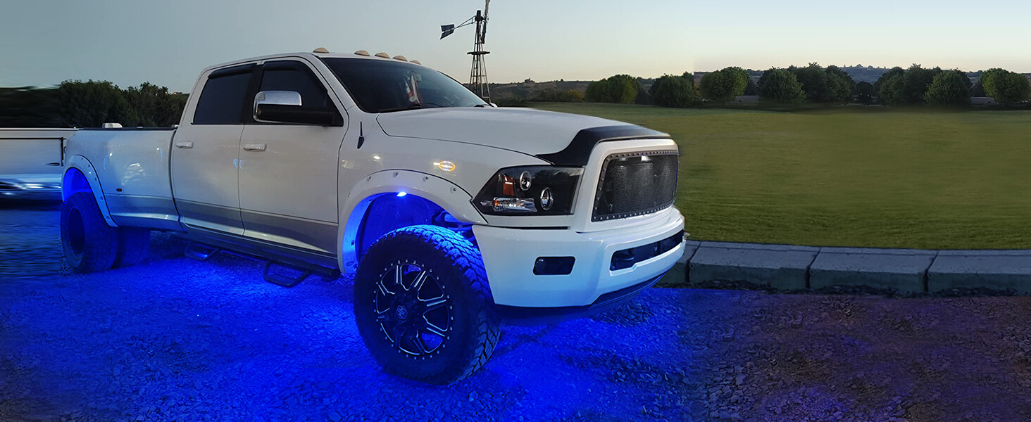 MICTUNING 2nd-Gen RGB LED Rock Lights Bluetooth 8 Pods Underbody Neon Lights Kit