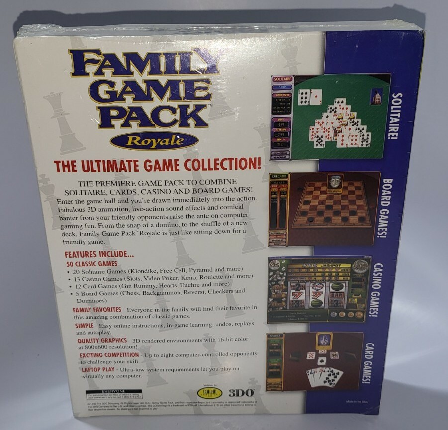 Family Game Pack Royale Greatest Hits 3DO PC CD ROM Complete Version - SEALED!