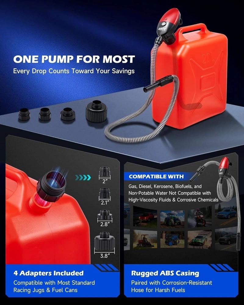 Universal 3.2GPM Fuel Transfer Pump, Lightweight and Automatic Shutoff System