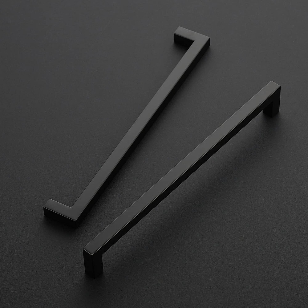 5 Pack 10 Inch Square Cabinet Handles - Matte Black Pulls for Kitchen Drawers...