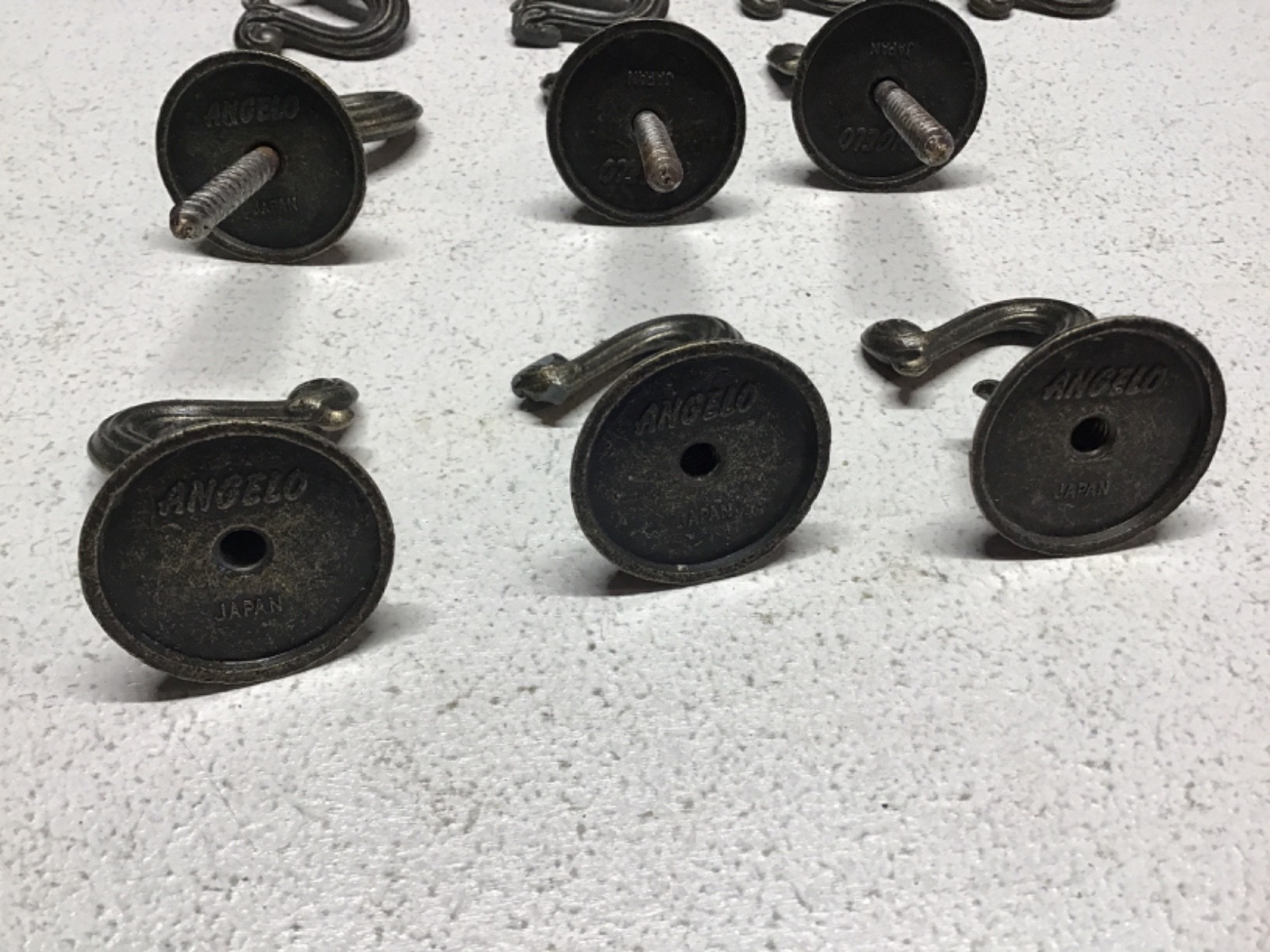 Vtg Ornate Brass Ceiling Screw in Hooks Swag Gold Tone Made in Japan Set of 10