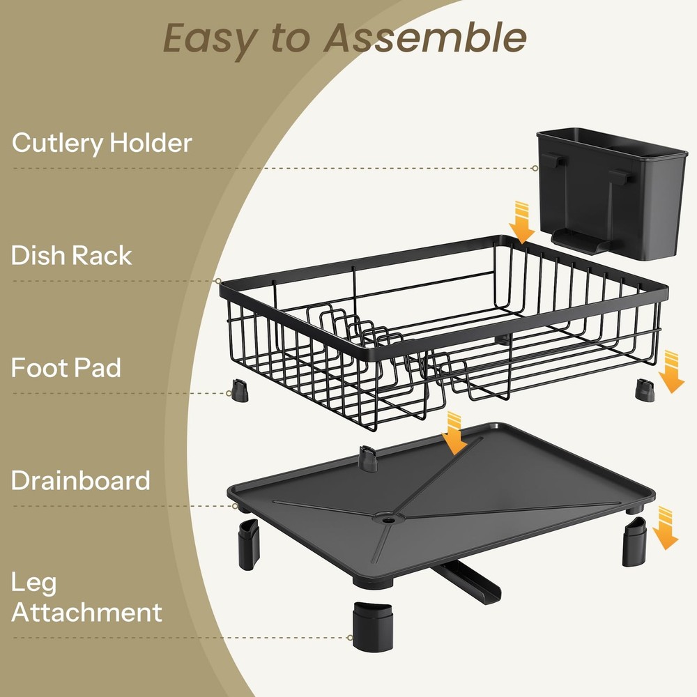 Dish Drying Rack - Space-Saving Dish Rack for Kitchen Counter, Stainless Stee...