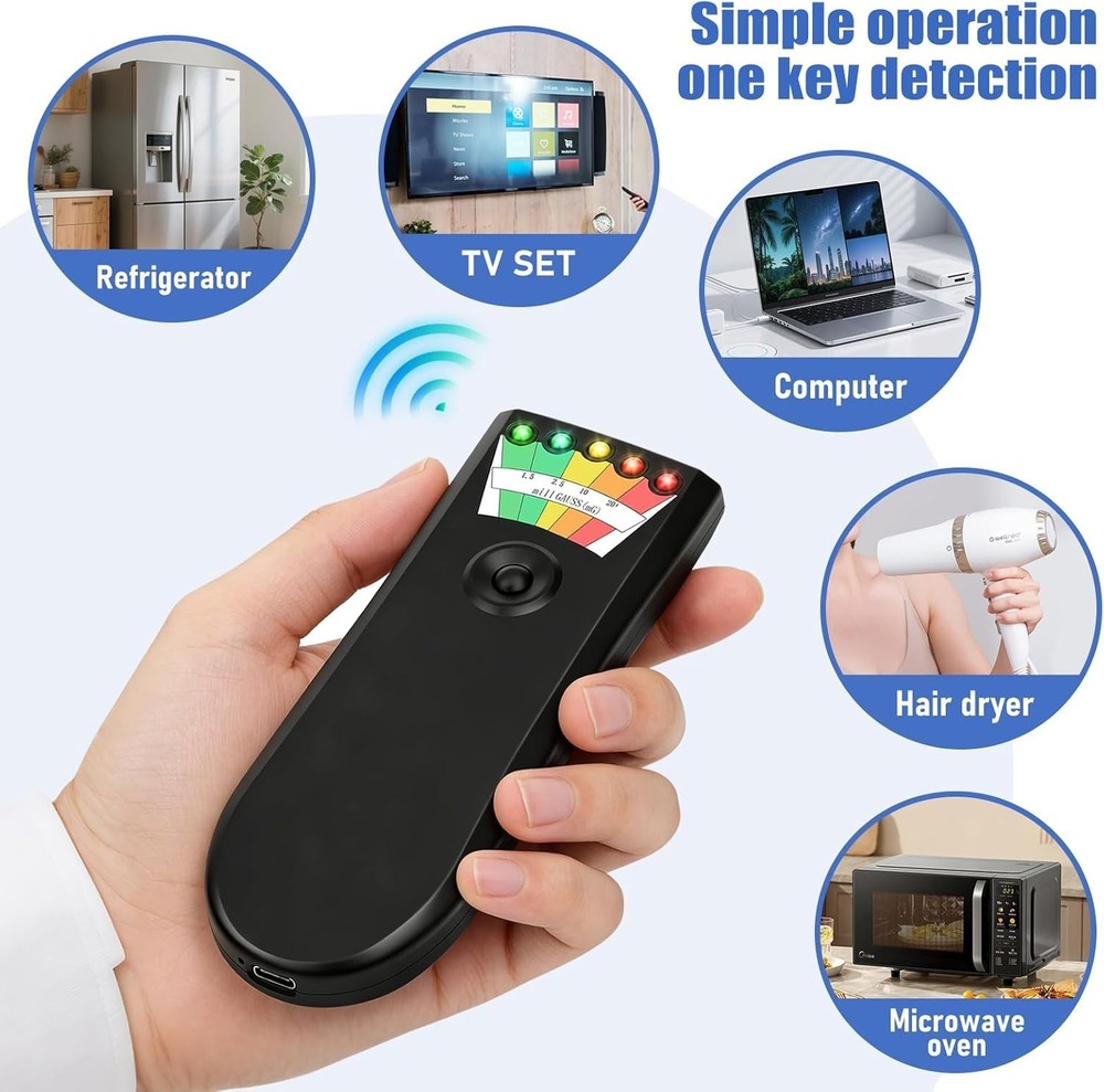 Rechargeable EMF Meter for Ghost Hunting - 5 Level LED Detector, Compact Design