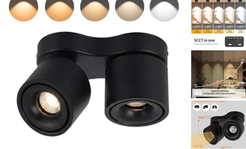LED Dimmable Ceiling Spotlight 24W 5CCT Black - 24 Watts