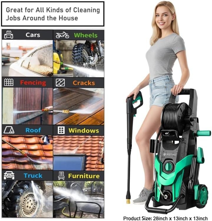 FOTING Pressure Wash 4500 PSI, 3.2 GPM Electric Pressure Washer with 4 Nozzles