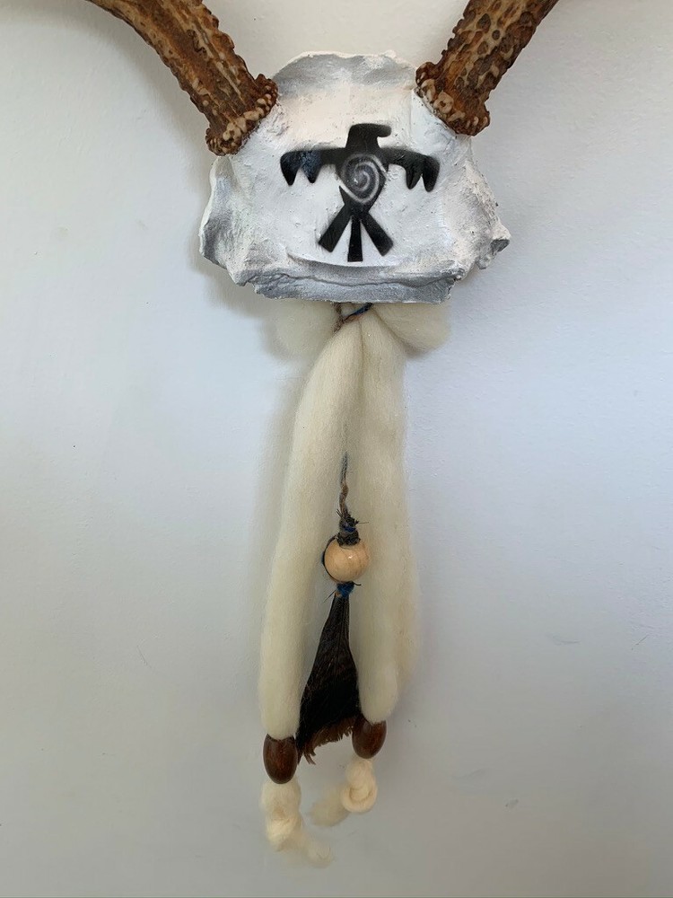 White Tail Deer Native American Themed Antler Mount Rustic Cabin Decor 