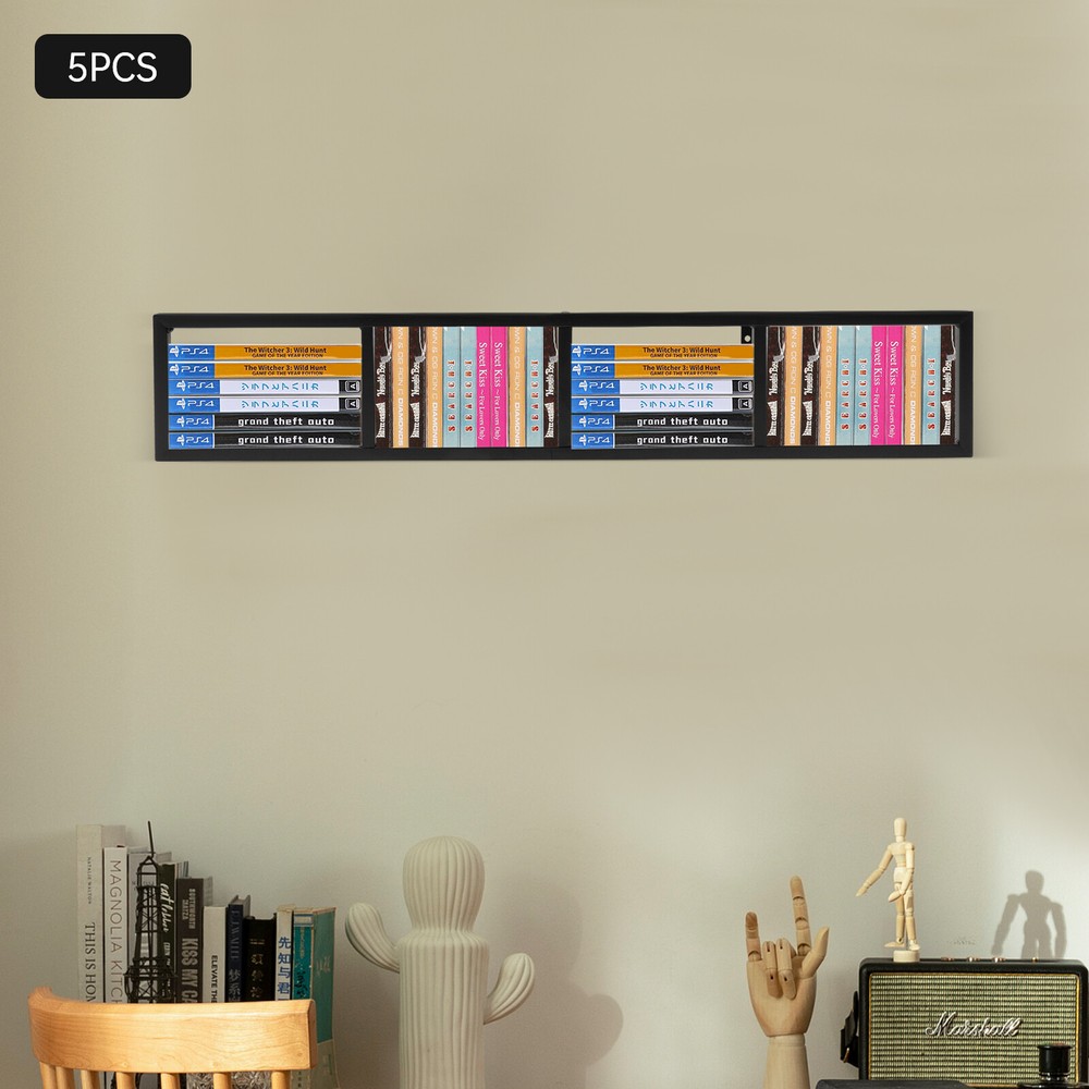 5PCS Wall Mount CD Racks 34in Multifunctional Storage Rack Iron Kids' Bookshelf