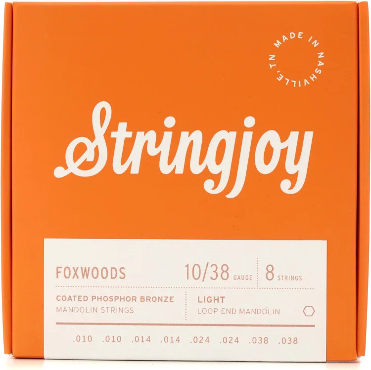 Stringjoy Foxwoods Coated Phosphor Bronze Mandolin Strings - .010 - .038 Light