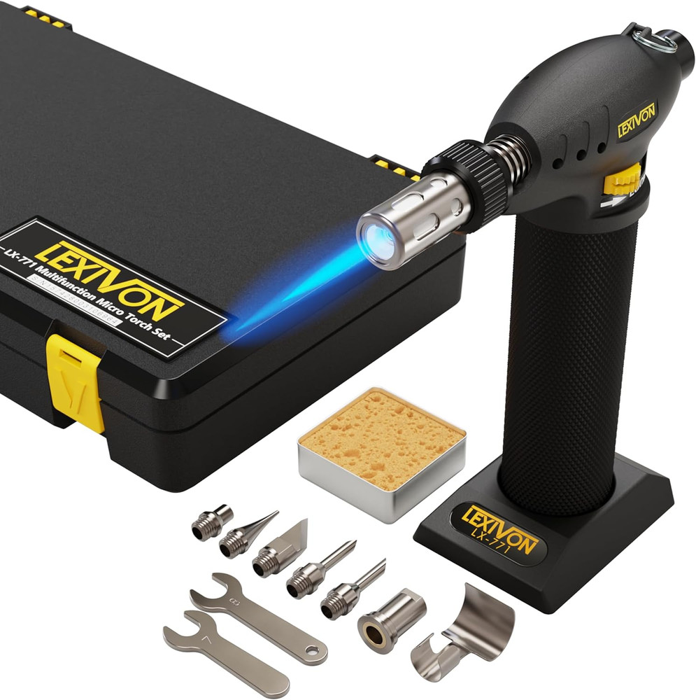 LEXIVON Butane Torch Multi-Function Kit | Premium Self-Igniting Soldering Statio
