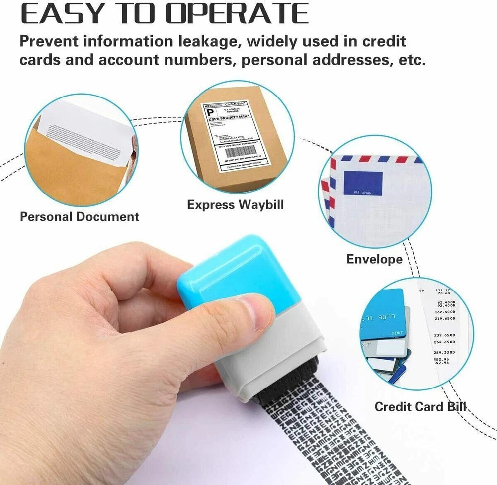 2PCS Identity Theft Protection Roller Stamp Guard ID Privacy Confidential Data