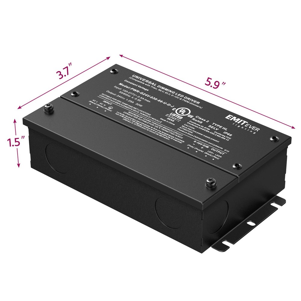 30W Dimmable LED Driver, 24V Triac Dimmable Power Supply, AC to DC Transforme...