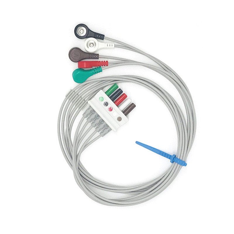 Compatible Drager-Siemens ECG Cable 5Leads Snap Electrode Connector
