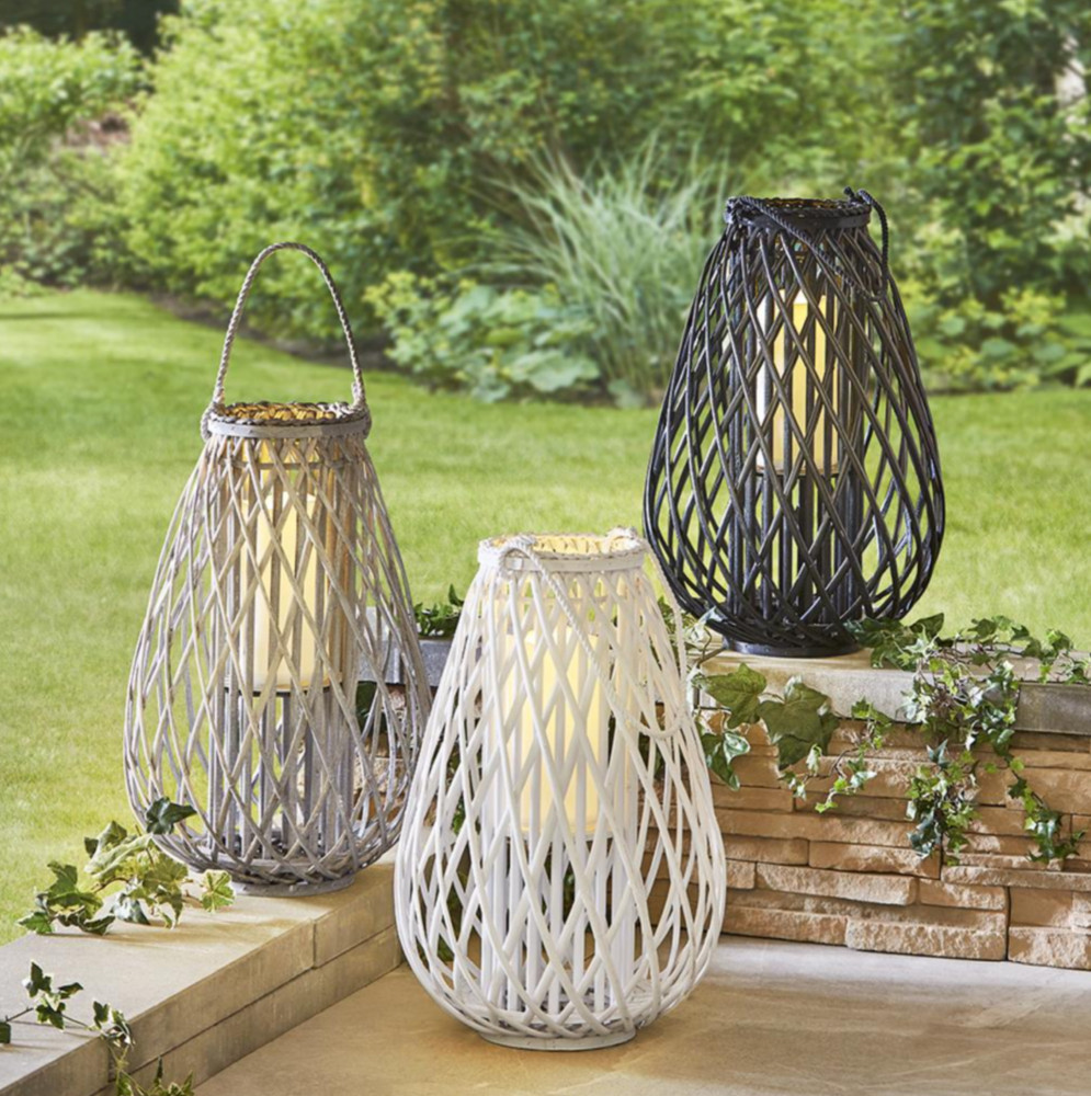 Solar Candle Wicker Outdoor Lantern