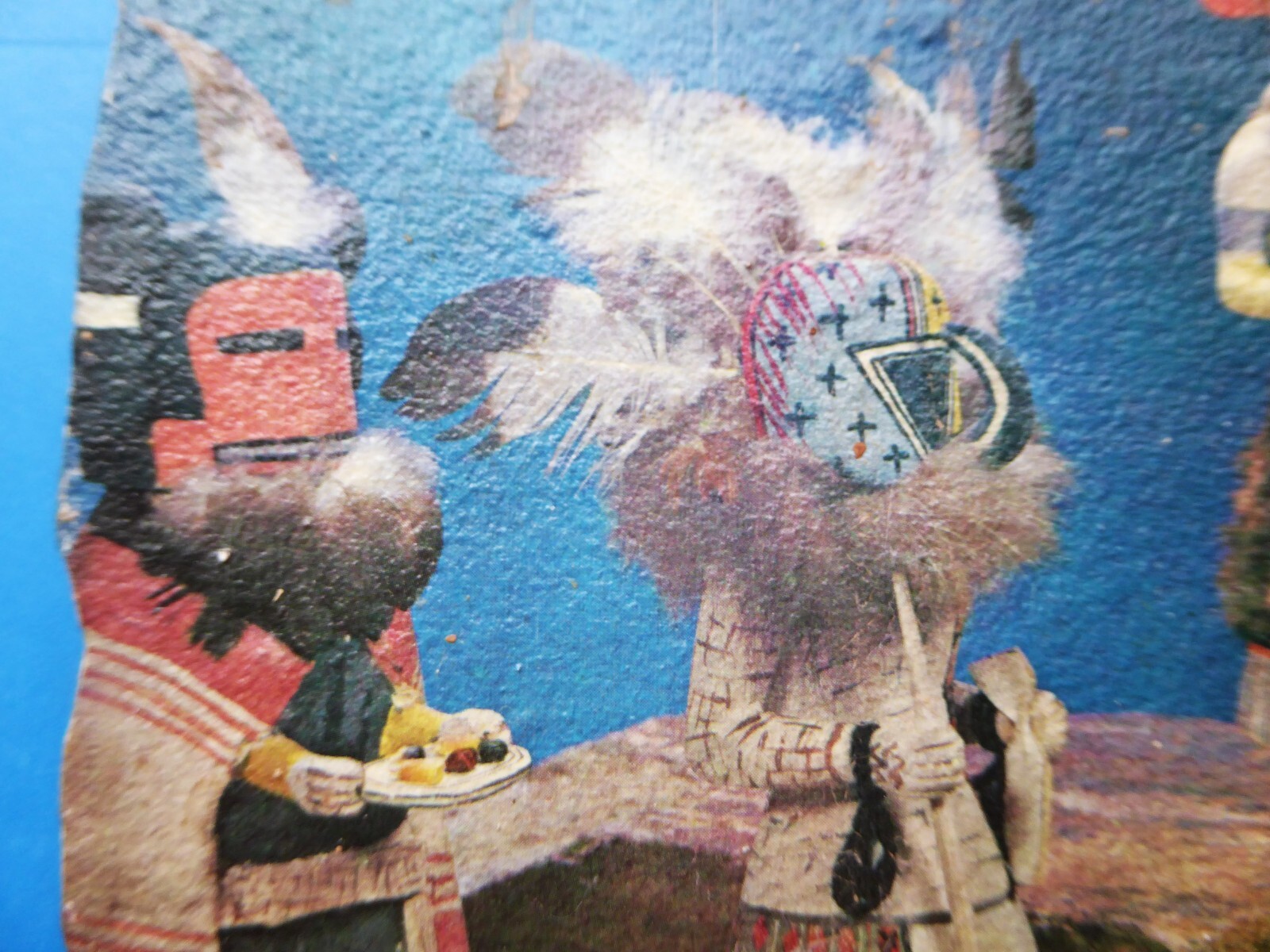 Kachinas Hand Painted on Stone Wall Plaque Aha Ahola Ahol Mana Hopi Mythology