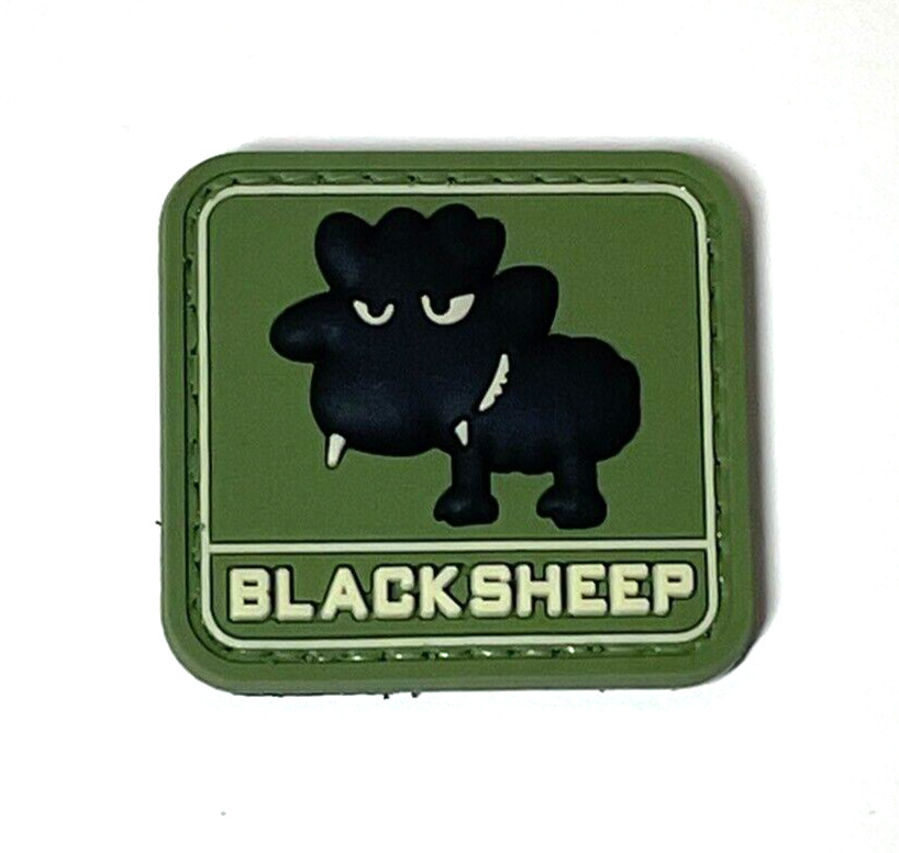 Black Sheep 3D Tactical Morale PVC Patch, Blacksheep Rubber PVC Patch Hook Back