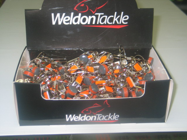 Counter Display Box Of 100 Planer Board Release Clips Weldon Tackle NEW IN BOX