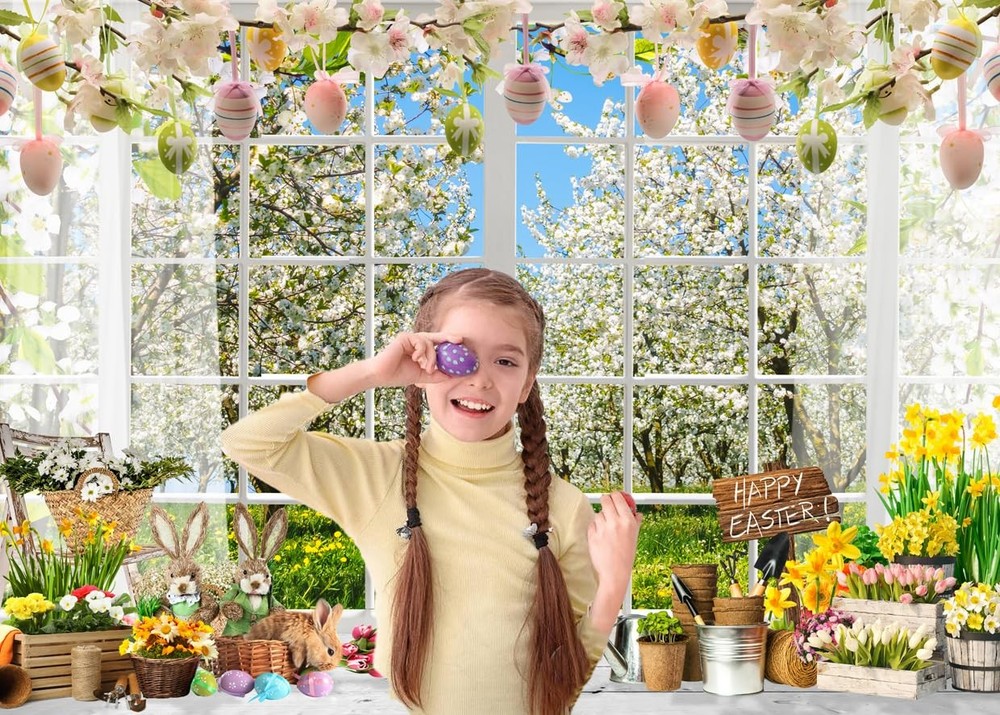 7x5ft Spring Easter Backdrop Easter Backdrops for Photography Colorful Eggs R...
