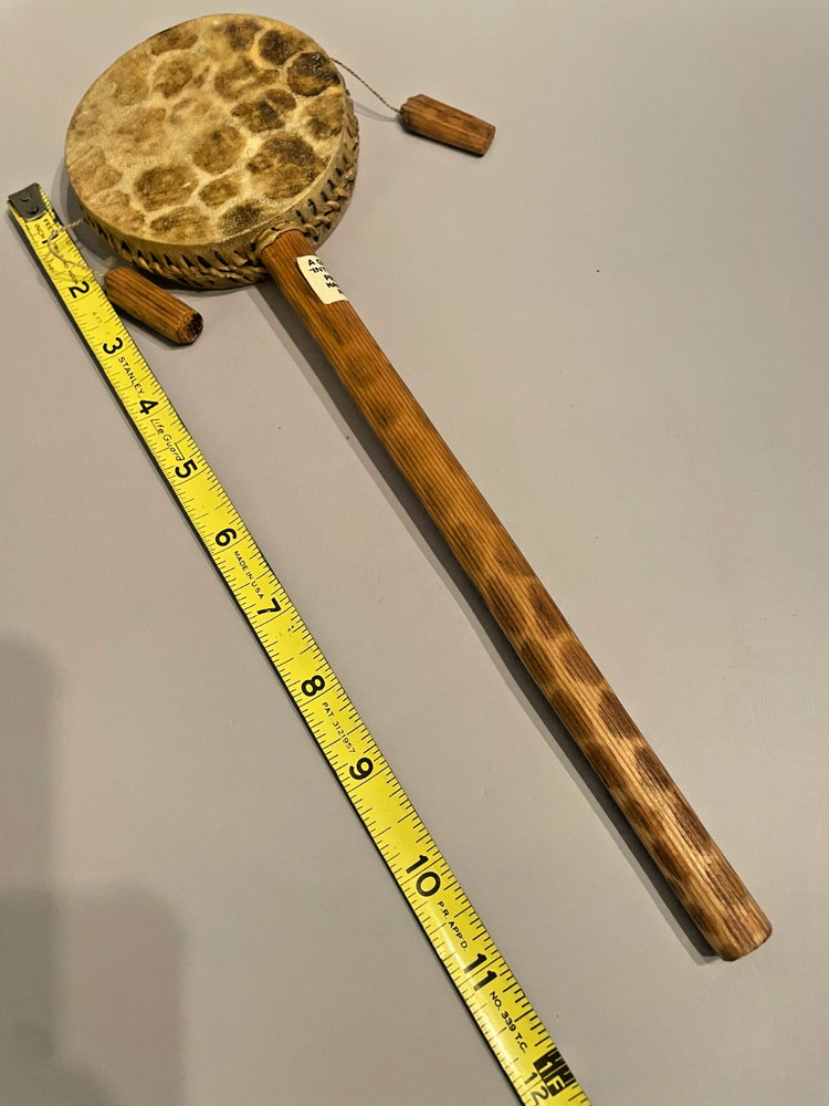 Vintage Hand Spin Monkey Drum Double Sided Tic Toc Instrument Giraffe Kenya