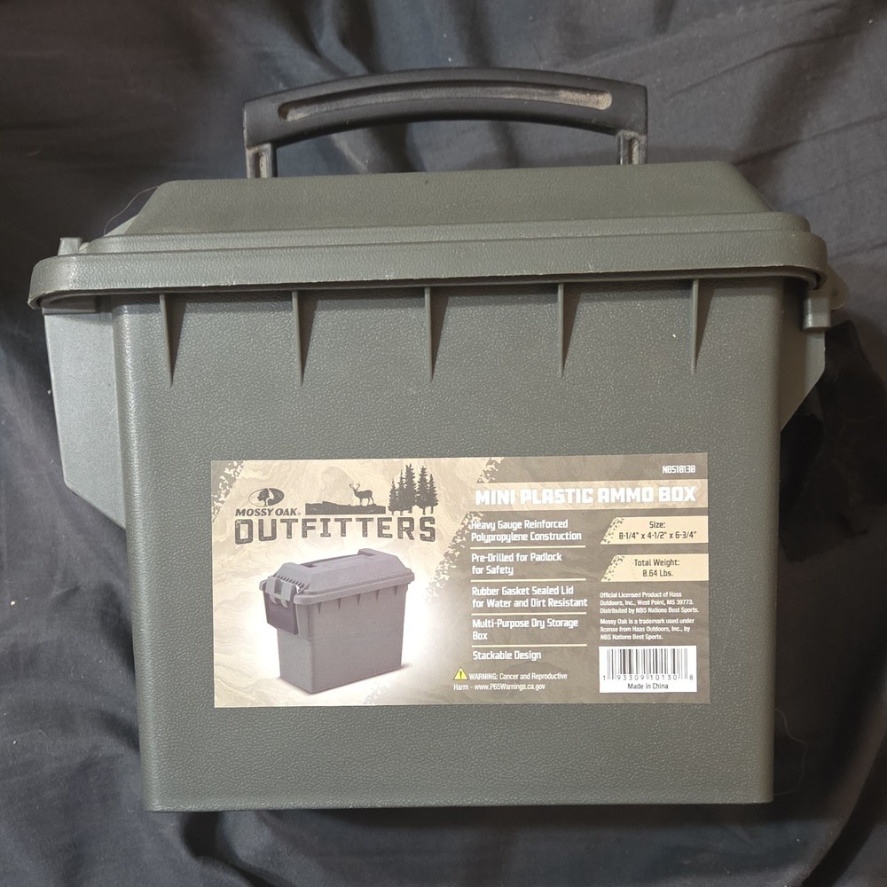 Mossy Oak Mini Plastic Ammunition Can Green Stackable Waterproof Lockable