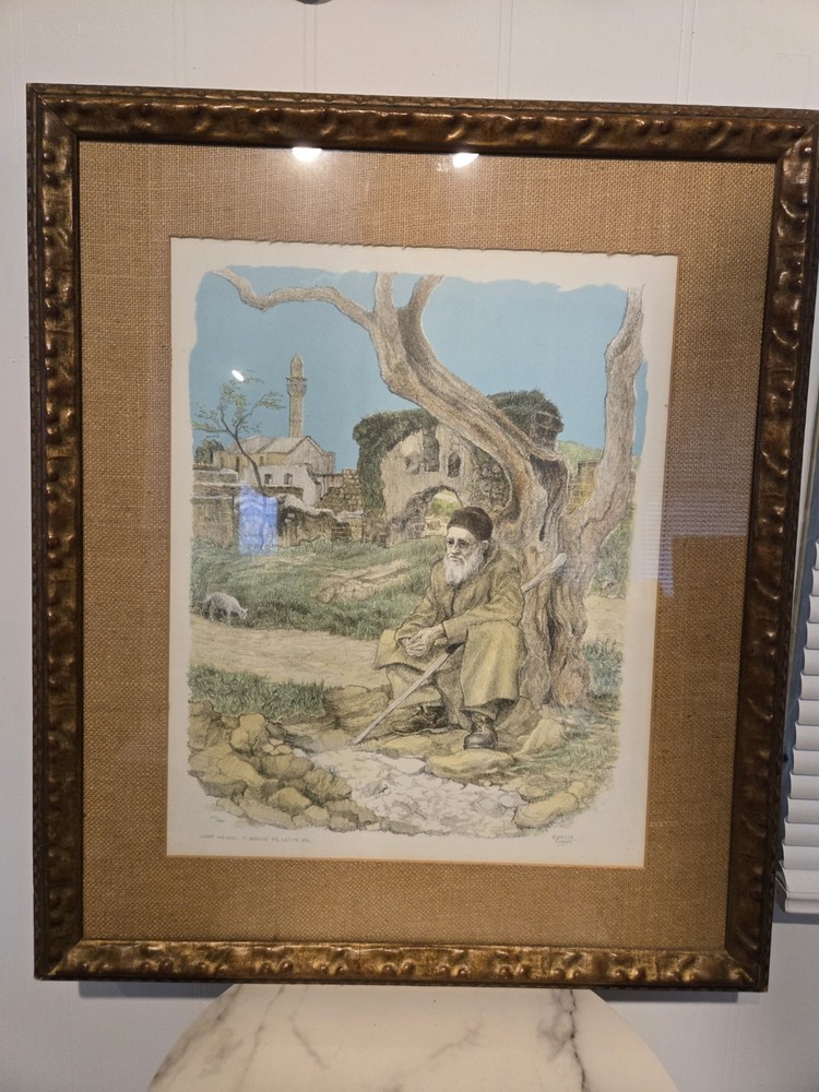 Signed Lithograph By Emanuel Schary "Happy The Man..." 101/180