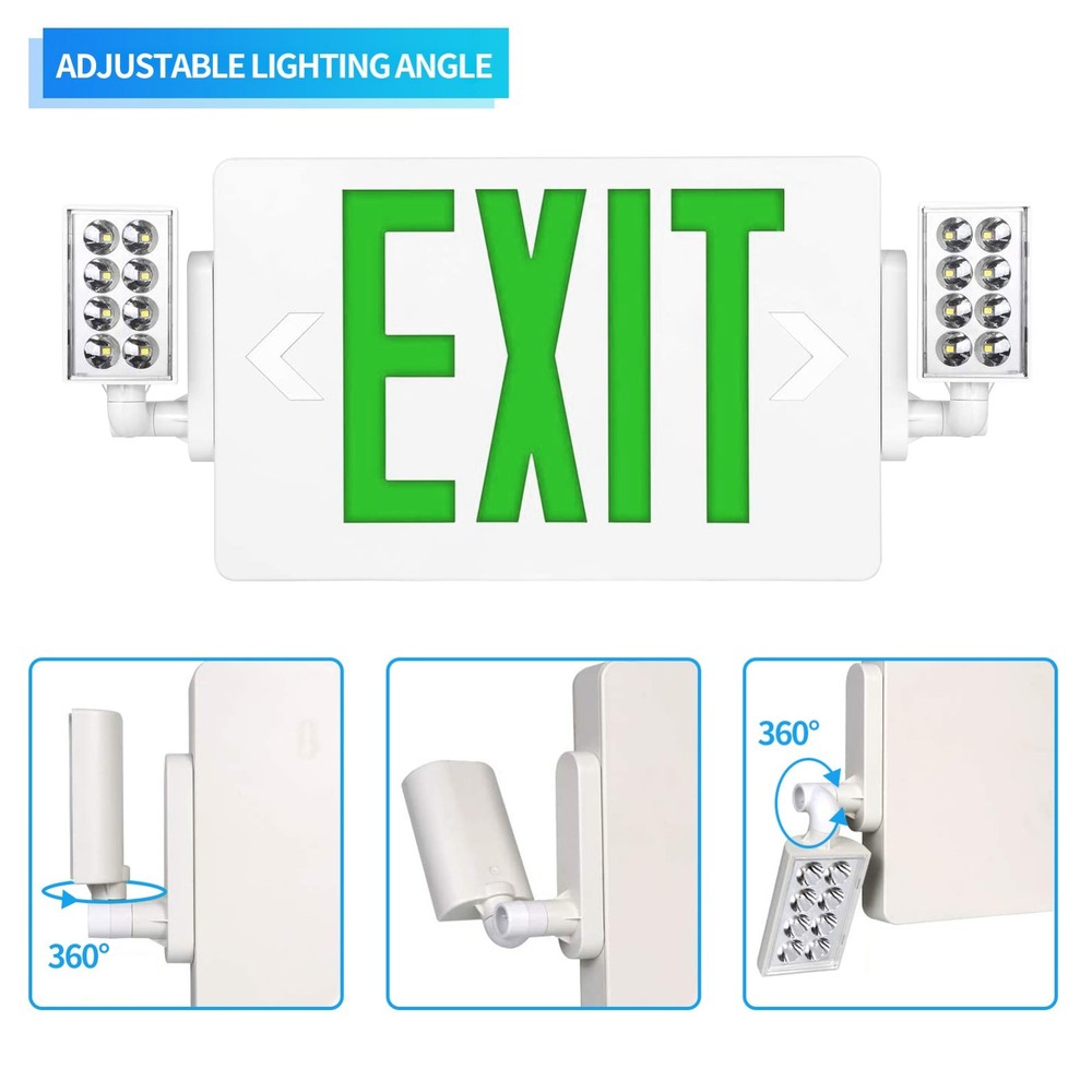 UL Listed-Led 6 Packs Led Green Exit Sign with Battery Backup Combo Exit Lights.