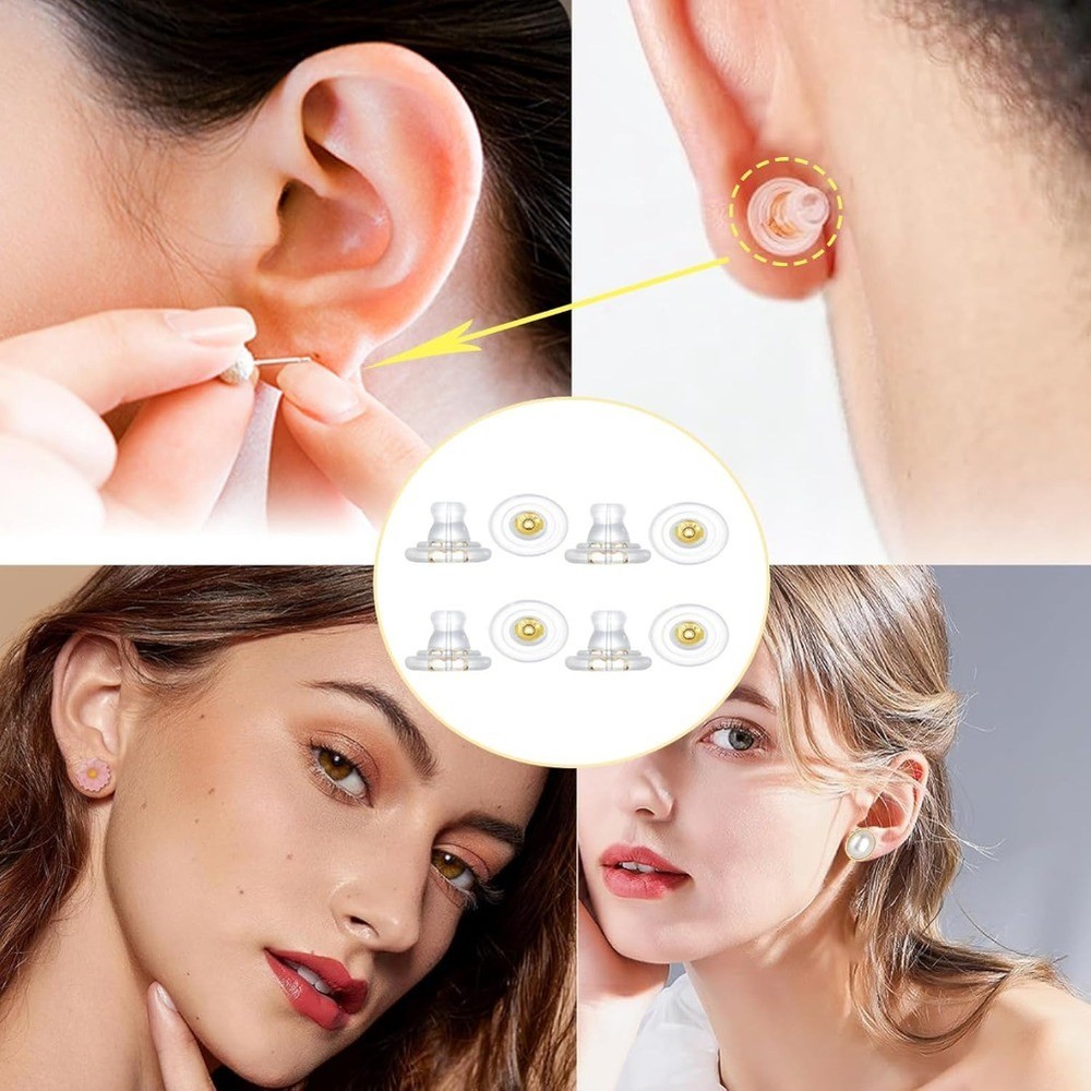 20PCS 18K Gold Earring Backs - Secure Lock for Studs/Droopy Ears, Hypoallergenic