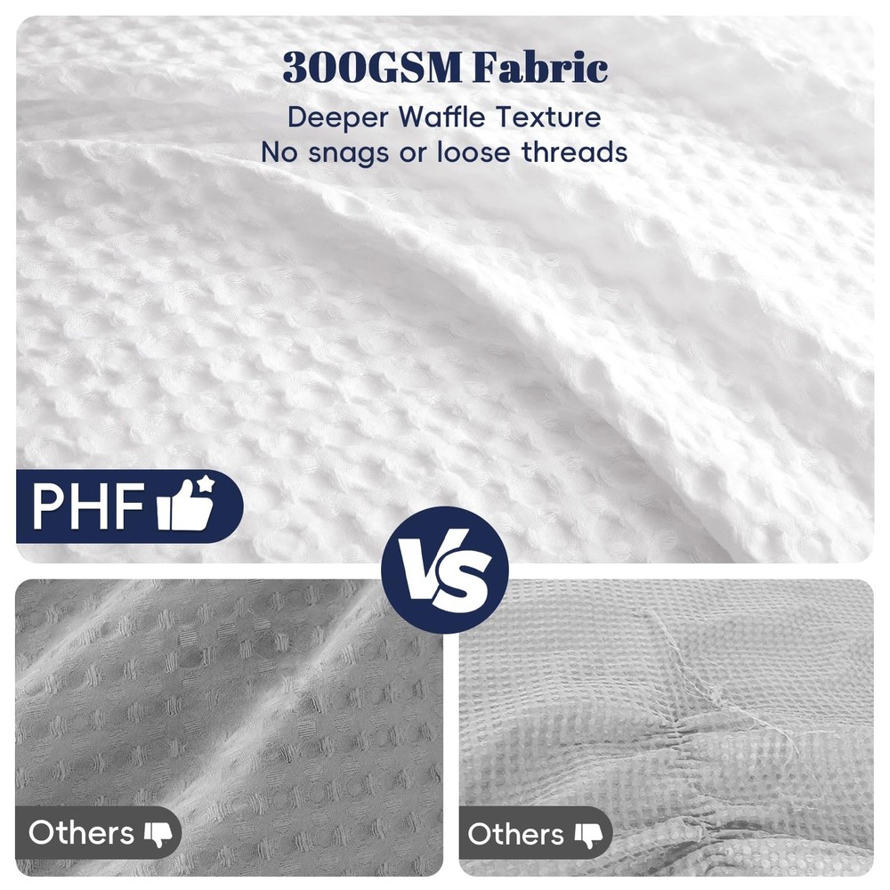 PHF Queen Waffle Weave Comforter Set 3pc White
