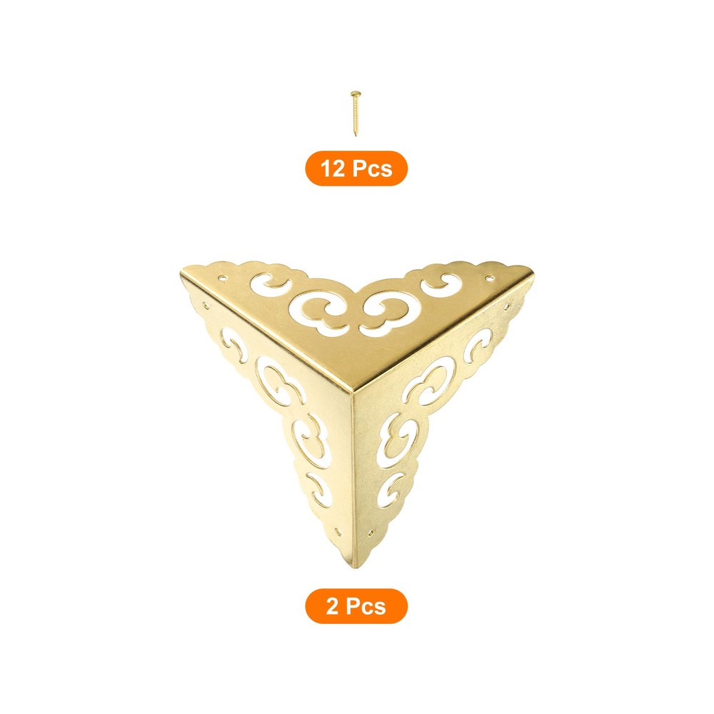 2 Pcs 65mm Decorative Box Corner Cover, Corner Protector, Gold