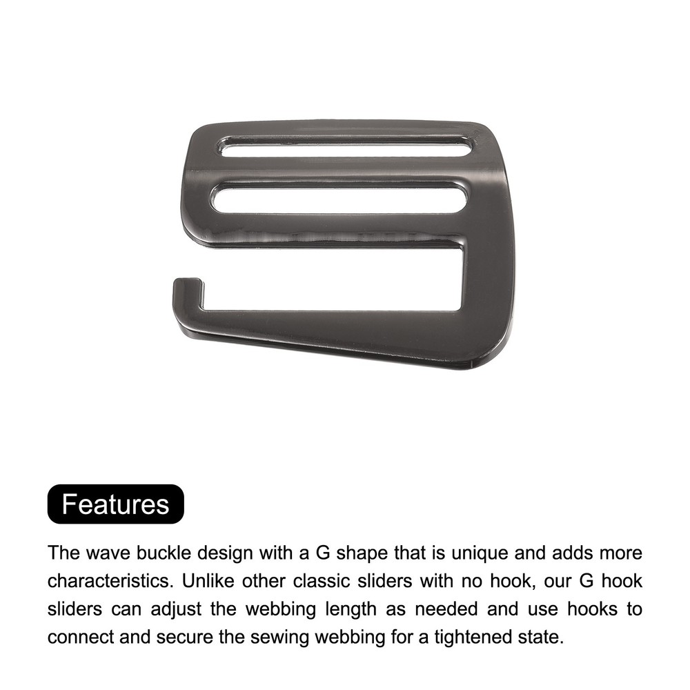 1.5" Webbing Release G Hook Buckle Adjusters for Backpack Strap, 4Pcs Dark Grey
