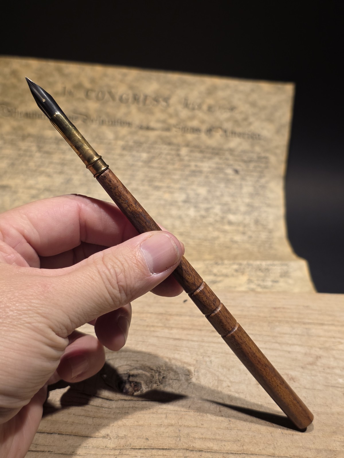 7" Antique Style Wood Turned Single Dip Pen