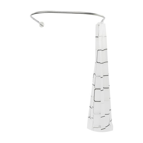 Stainless Steel U Shaped Shower Curtain Rod Adjustable w/ 9.8ft*6.6ft Curtain