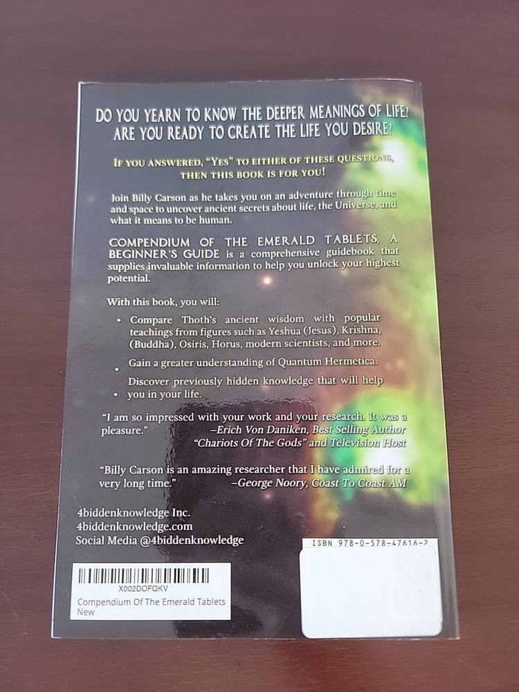 Compendium of the Emerald Tablets - A Beginner's Guide by Billy Carson