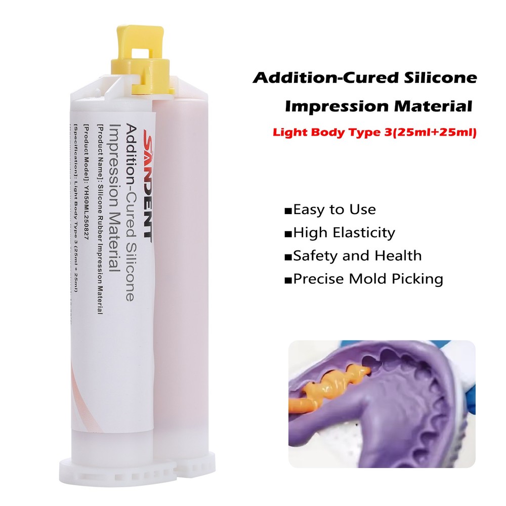 Dental Impression Material silicone Putty Normal Fast Set Light Body 50ML 5*Tips