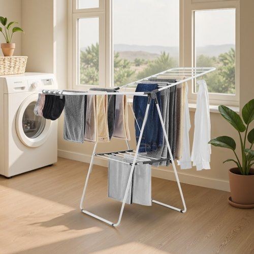 Clothes Drying Rack 2Tier Foldable Laundry Dryer Rack with Sock Clips 21