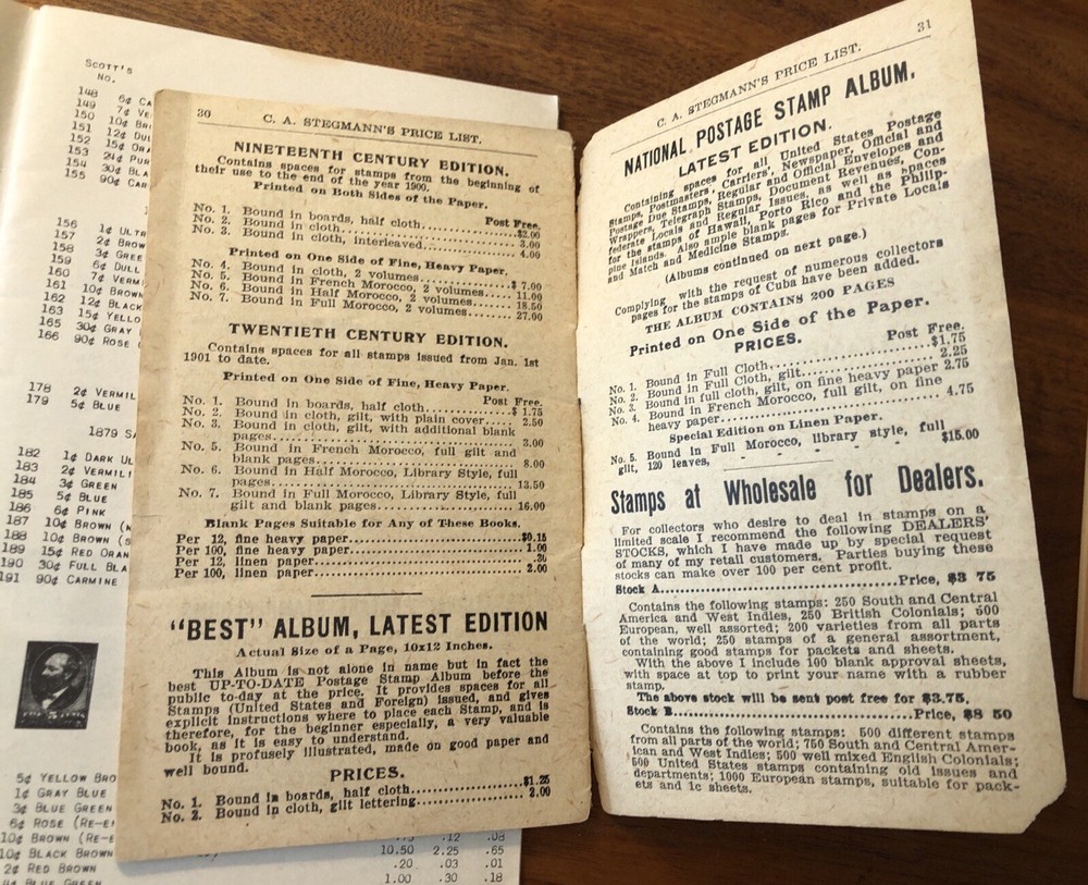 1910 - 1945 Stamp Dealer Price List Catalogs