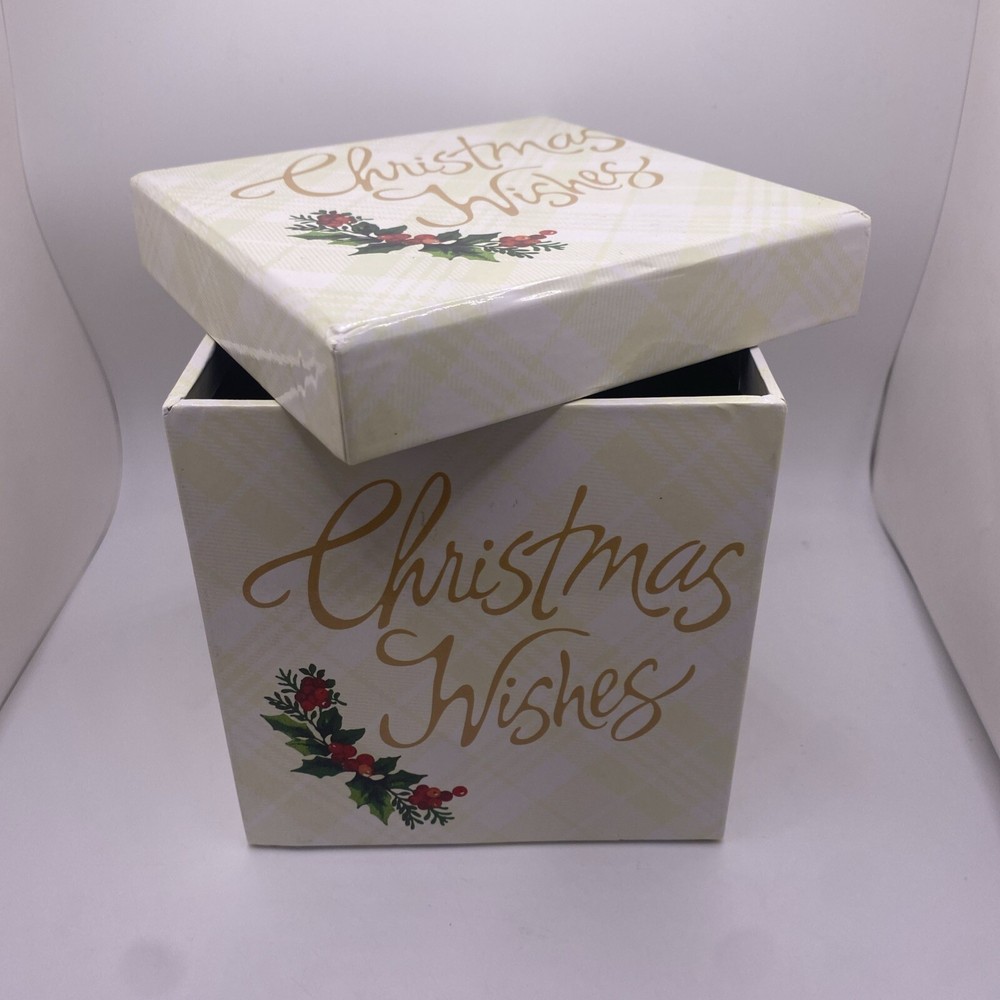 Small/Med Decorative Square Gift Box “Christmas Wishes”