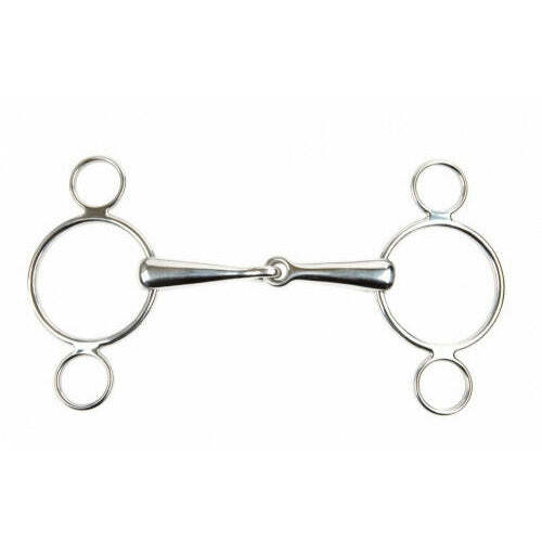 Korsteel Continental Gag Solid Jointed Mouth with 3 Ring Cheeks