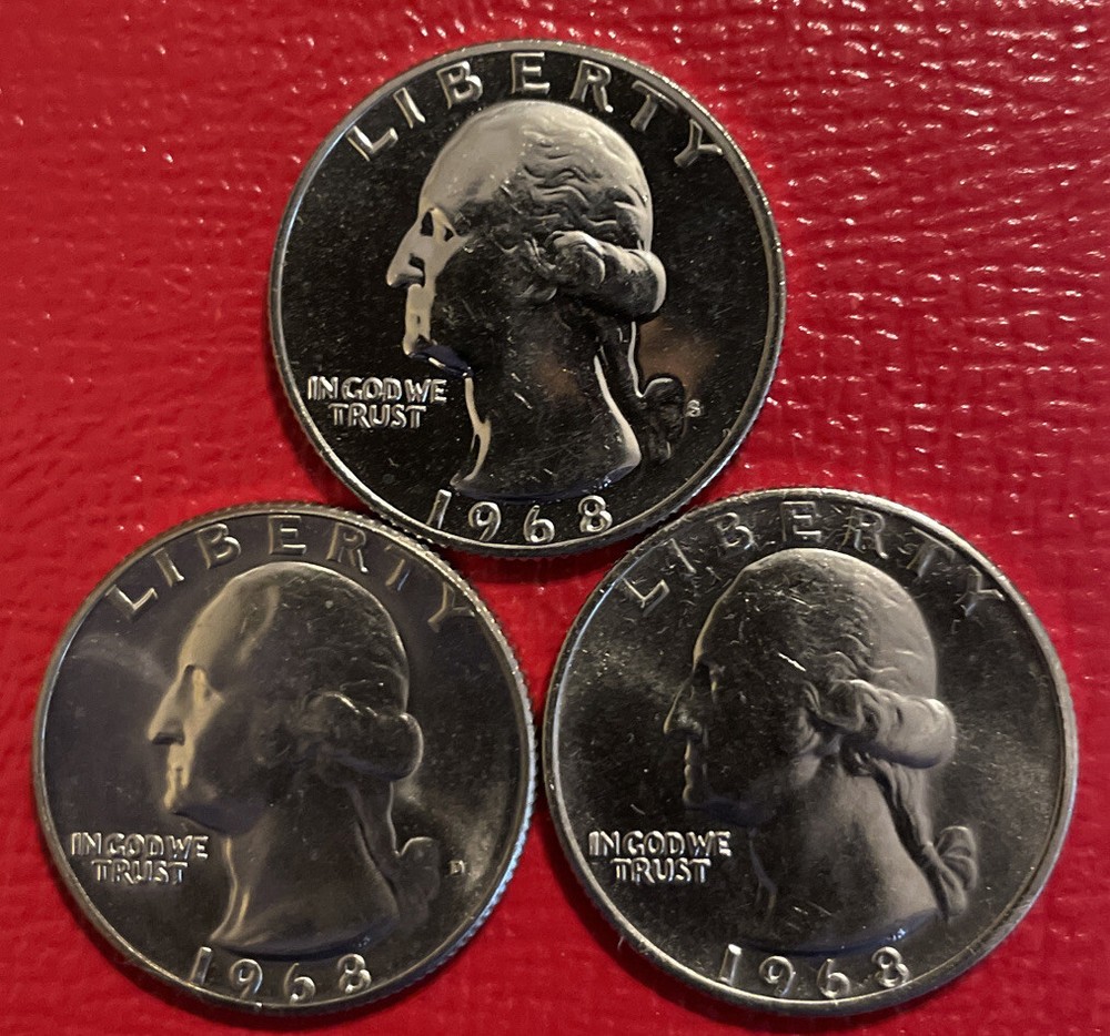 1968 PDS Washington Quarter  Proof & Uncirculated Choice Set US Mint