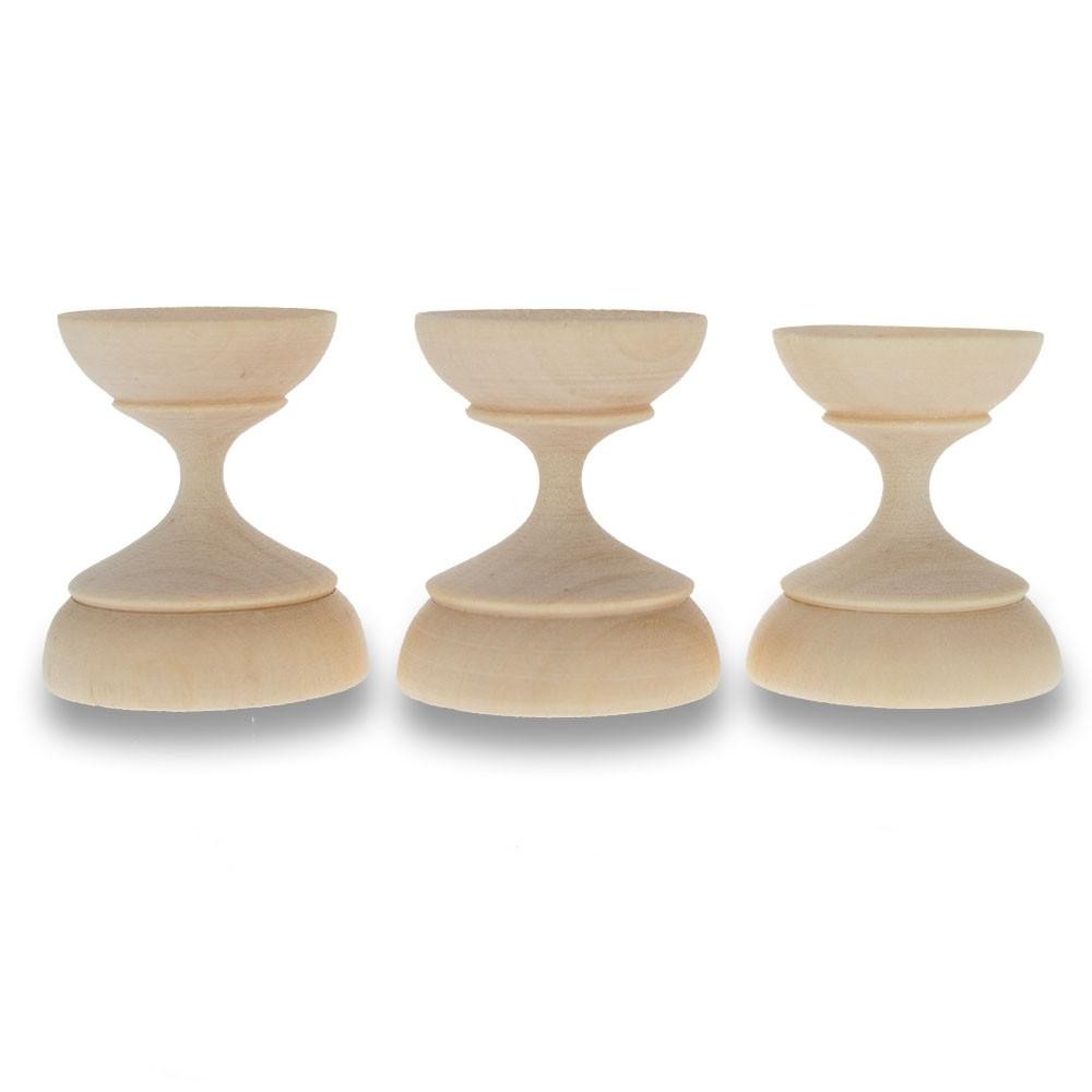 Set of 3 Blank Wooden Ukrainian Easter Egg Stand Holder Display 1.5 Inches