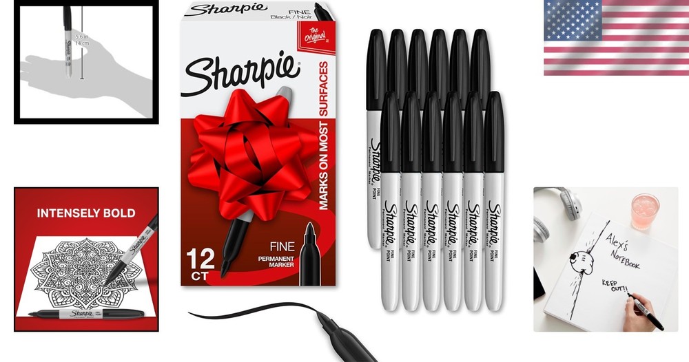 Sharpie Permanent Markers Set Quick Drying and Fade Resistant Fine Point Marker