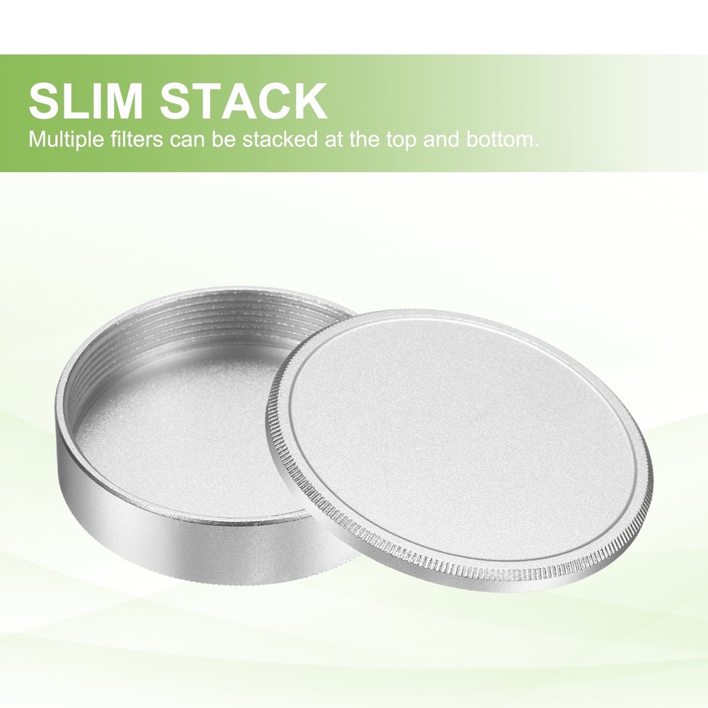 2Pcs 39mm Metal Lens Cap Universal Lens Filter Stack Caps Slim Stack Silver