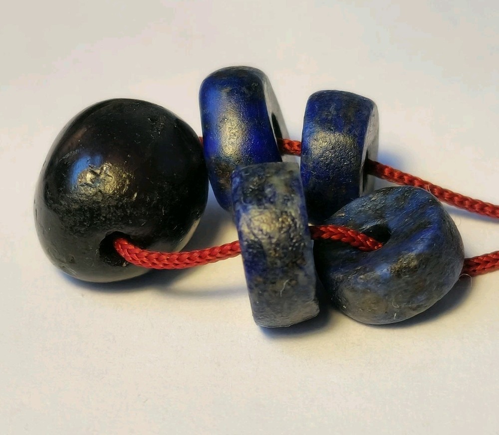 5 ANCIENT RARE LAPIS LAZULI & GARNET BEADS