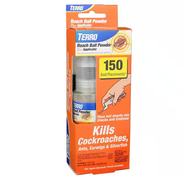 TERRO Roach Bait Powder + Applicator Kills Cockroach Ants Earwigs Silverfish