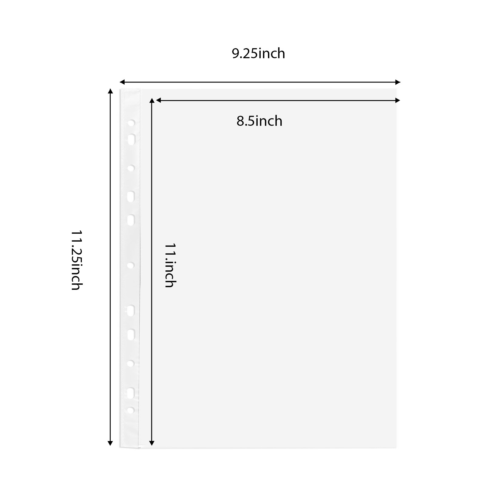 100PCS Clear Plastic Sheet Page Protectors Sleeves A4 Size Document Ring Binder