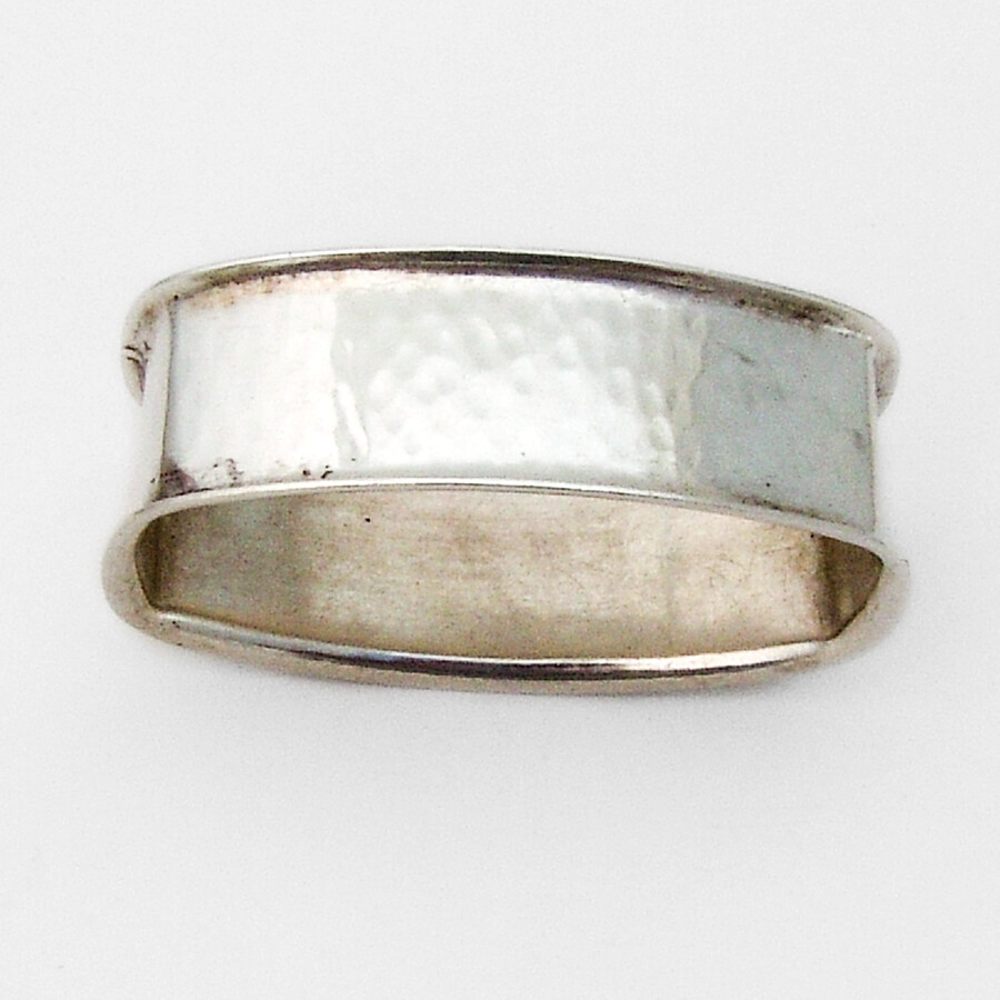 Wallace Oval Hammered Napkin Ring Sterling Silver Mono