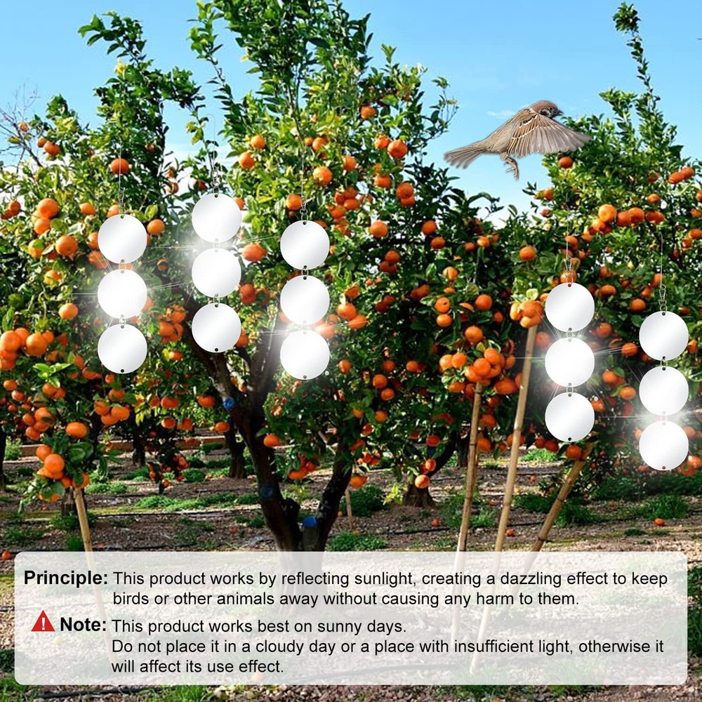 30 Pack Bird Scare Discs Set- Highly Reflective Double-Sided Bird Reflectors
