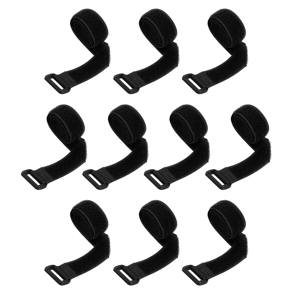 10pcs Reusable Cinch Straps 0.8"x20" Hook and Loop Cable Securing Straps, Black