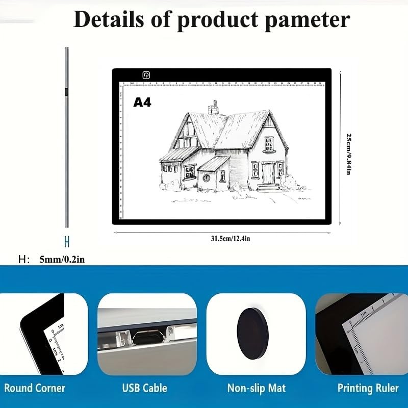A5 LED Light Box Adjustable Light Table Board Tracing Light for Drawing
