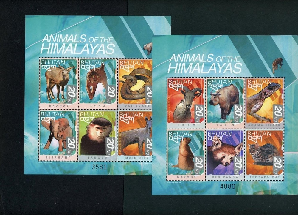 Bhutan 1999 Animals Scott# 1275-6 Mint NH