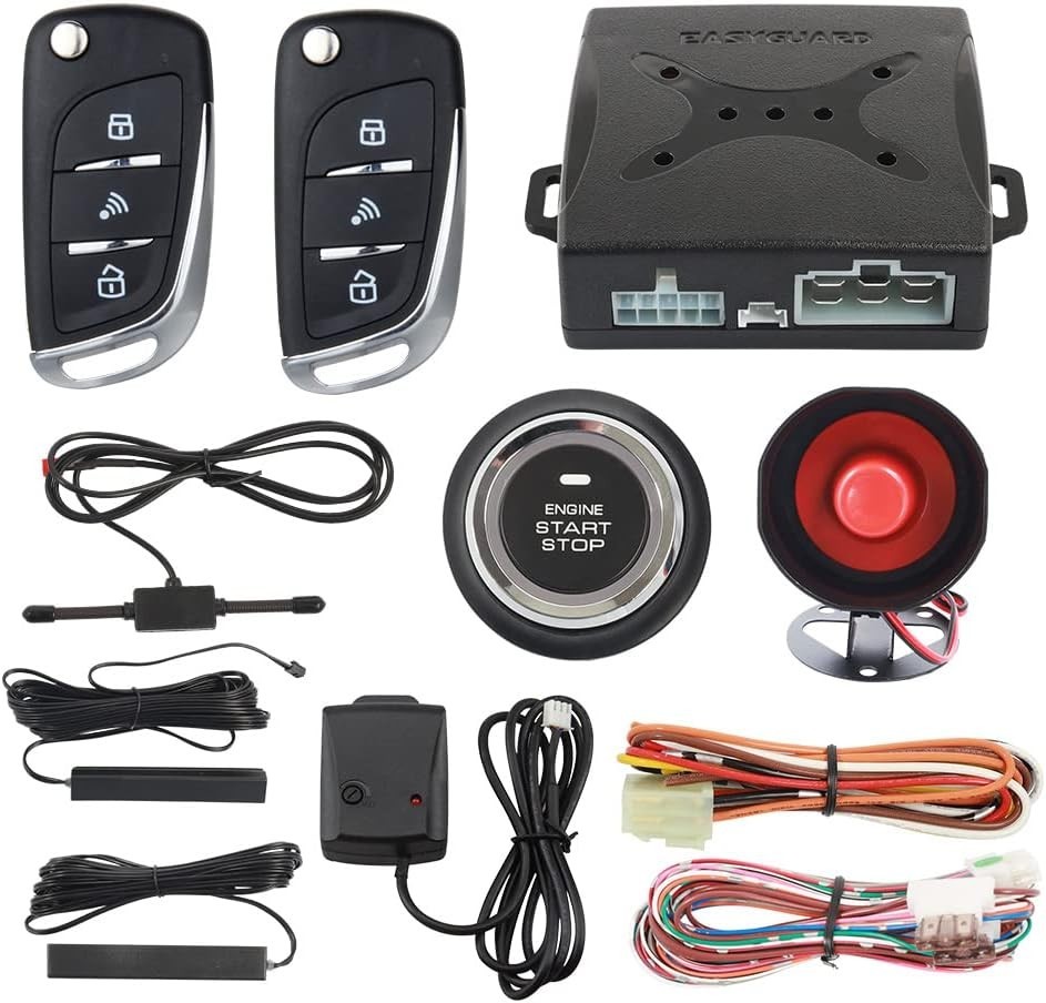 PKE Passive Keyless Entry Car Push Star Button Remote Engine Start Stop Shock...